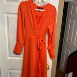 Elegant Orange Wrap Dress